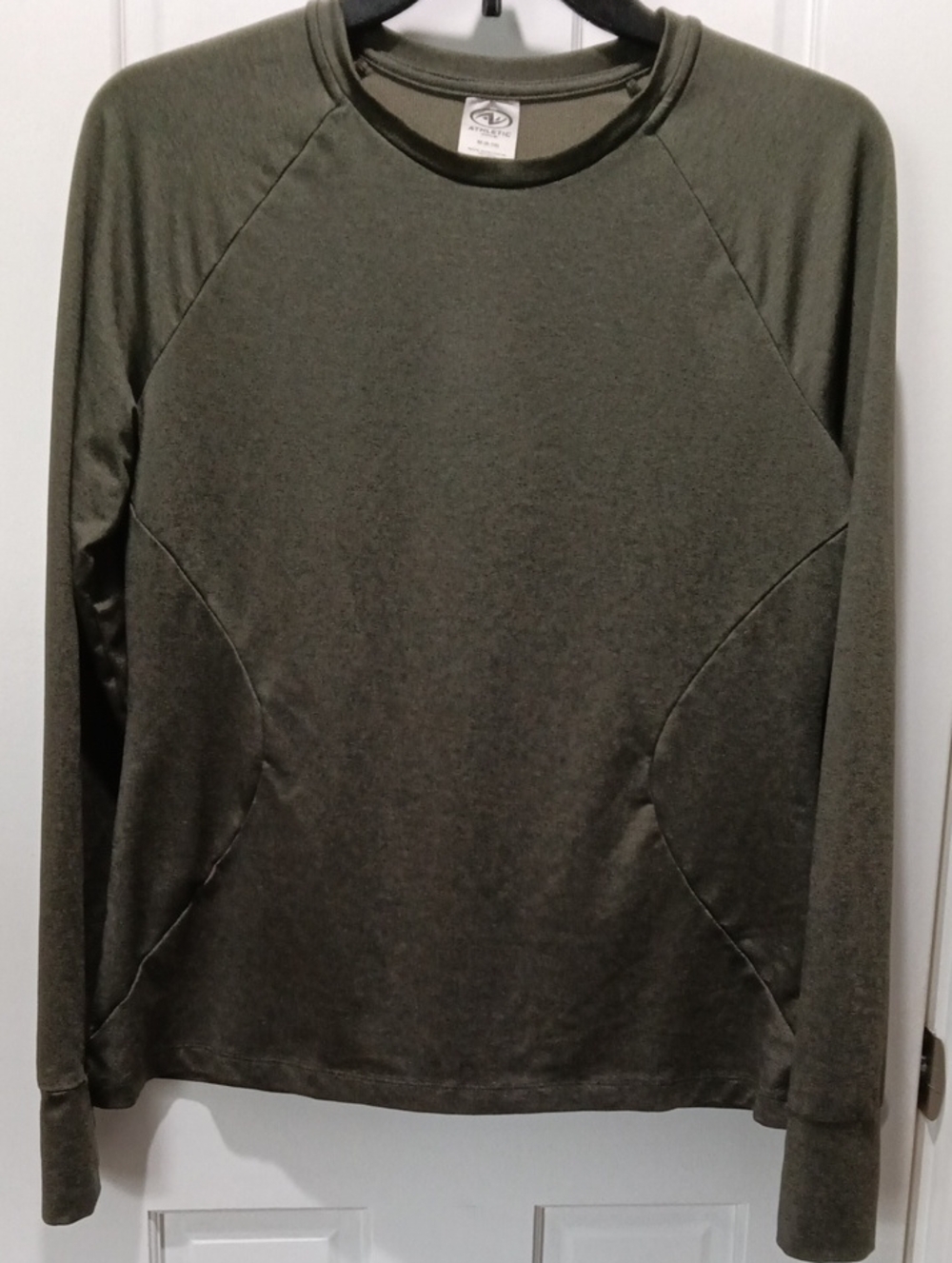 Athletic Works Olive Green Long-Sleeve Crewneck Shirt
